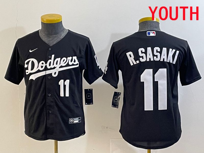 Youth Los Angeles Dodgers 11 R.Sasaki Black Game 2025 Nike MLB Jersey style 3